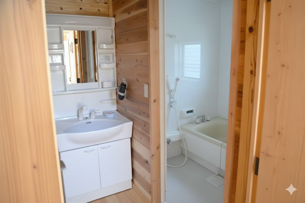 星空コテージの洗面所とお風呂