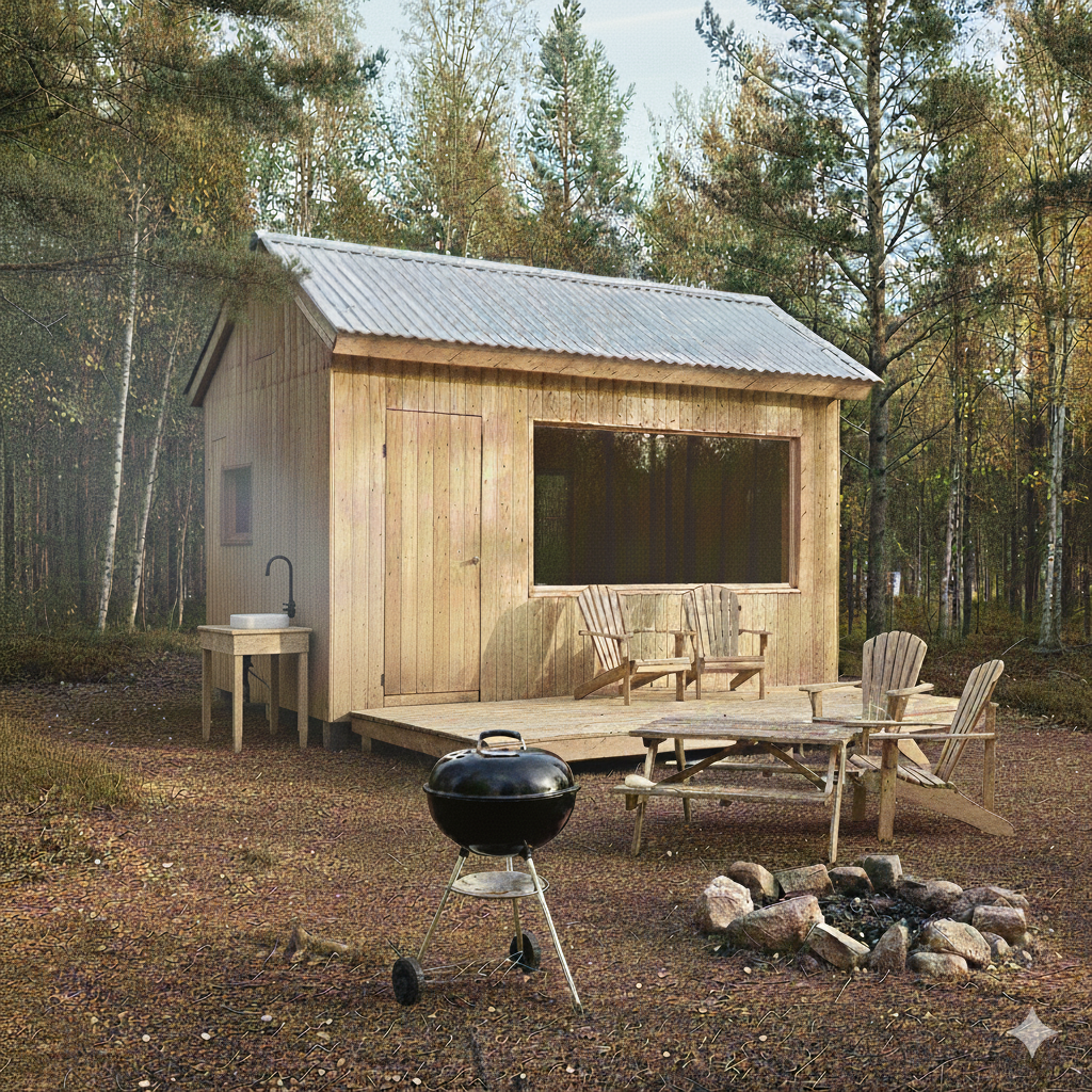 森林キャビンのBBQの様子